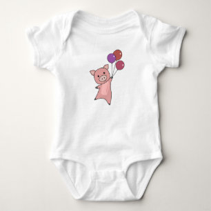Schweineball Fliegen Niedliche Tiere Baby Strampler
