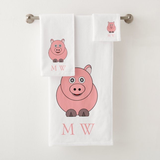 Schweinedesign-Monogramm Badhandtuch Set (Insitu)