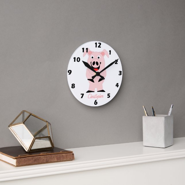 Schweinedesign Personalisiert Runde Wanduhr (Büro)