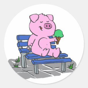 Schweineeis  Rückenfarbe Runder Aufkleber