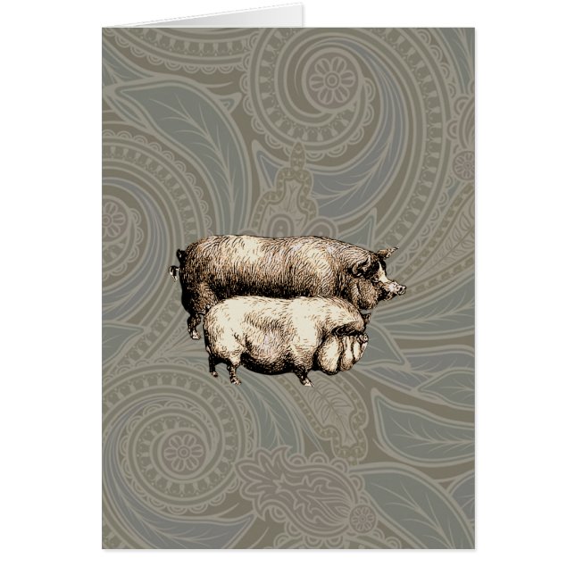 Schweinefarm Land Antike Illustration Kunst, Dicht (Vorne)