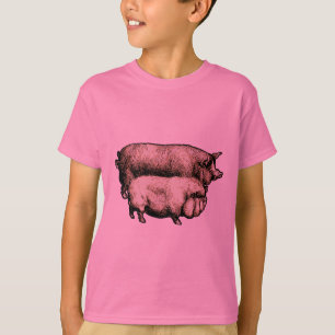 Schweinefarm Land Antike Illustration Kunst, Dicht T-Shirt