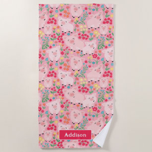 Schweinefarm Tierblume Rustikal Personalisiert Strandtuch