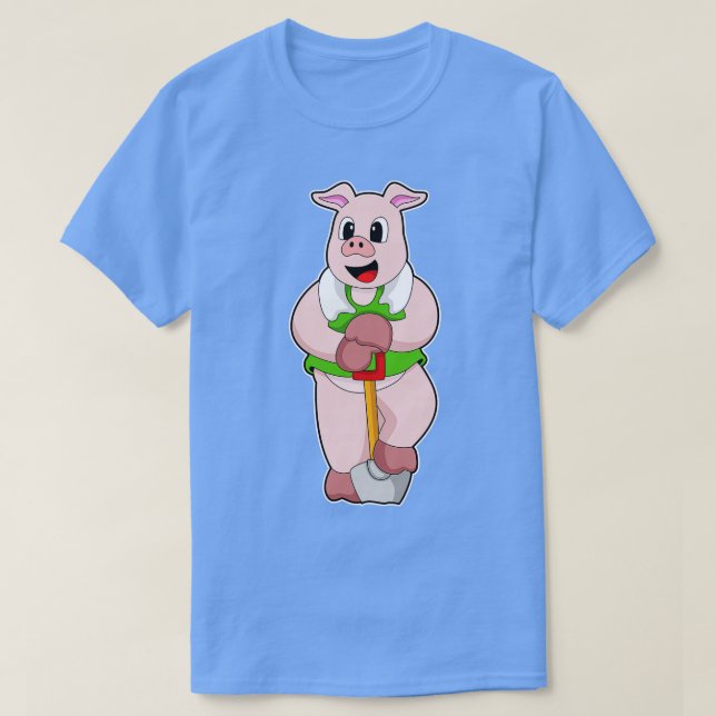 Schweinefleisch als Bauer mit Shovel T-Shirt (Design vorne)