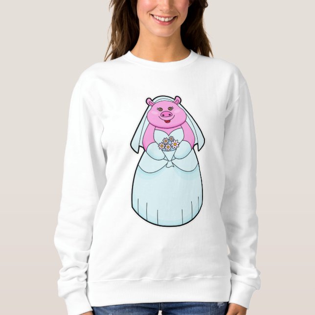 Schweinefleisch als Brille mit Schleier Sweatshirt (Vorderseite)