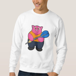 Schweinefleisch als Dart-Spieler mit Darts Sweatshirt