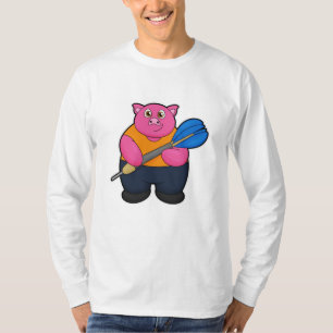 Schweinefleisch als Dart-Spieler mit Darts T-Shirt