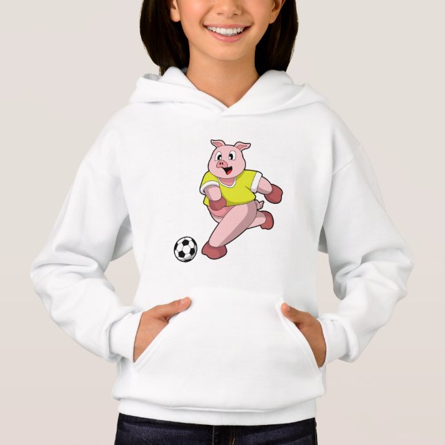 Schweinefleisch als Fußball-Spieler mit Fußball Hoodie (Vorderseite)