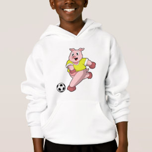 Schweinefleisch als Fußball-Spieler mit Fußball Hoodie