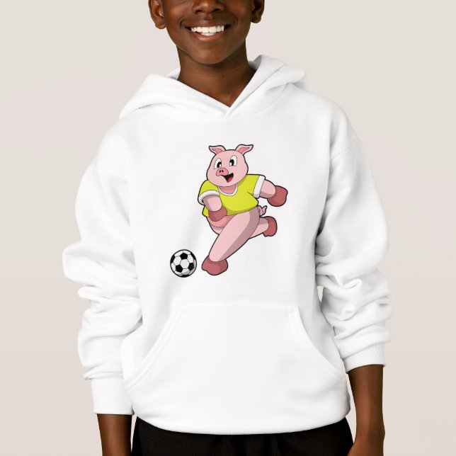 Schweinefleisch als Fußball-Spieler mit Fußball Hoodie (Vorderseite)