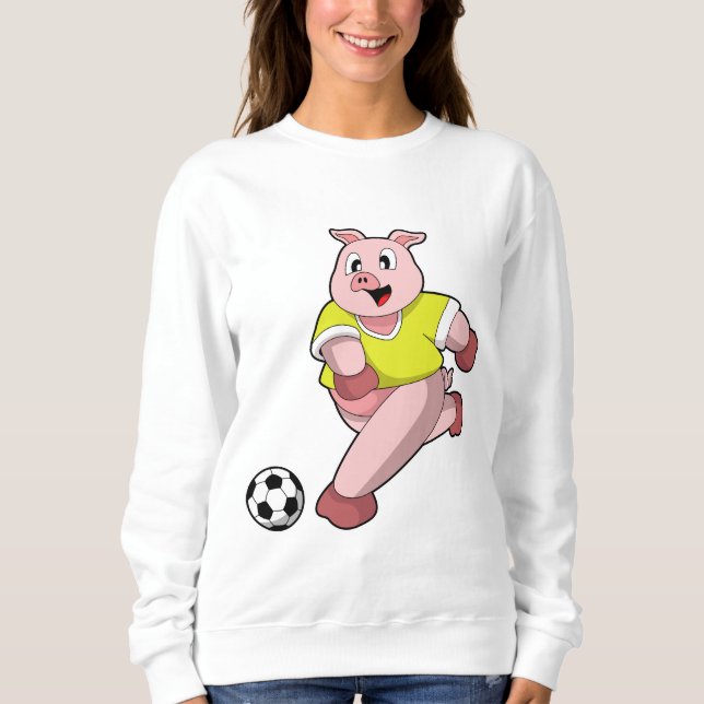 Schweinefleisch als Fußball-Spieler mit Fußball Sweatshirt (Vorderseite)