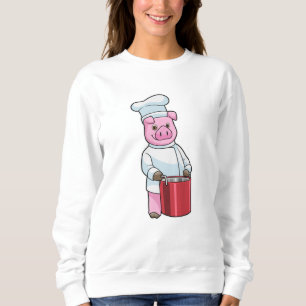 Schweinefleisch als Koch mit Kochkochtopf Sweatshirt
