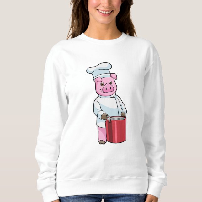 Schweinefleisch als Koch mit Kochkochtopf Sweatshirt (Vorderseite)