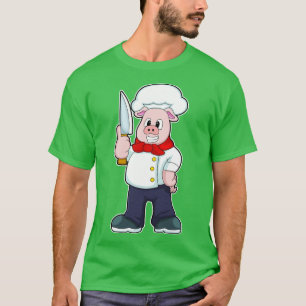 Schweinefleisch als Metzger mit Messer T-Shirt