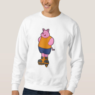 Schweinefleisch als Skater mit Inline-Skaten Sweatshirt