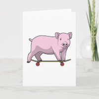 Schweinefleisch als Skater mit Skateboard