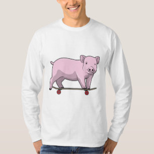 Schweinefleisch als Skater mit Skateboard T-Shirt