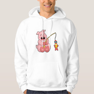 Schweinefleisch beim Fischen mit Fisch Hoodie