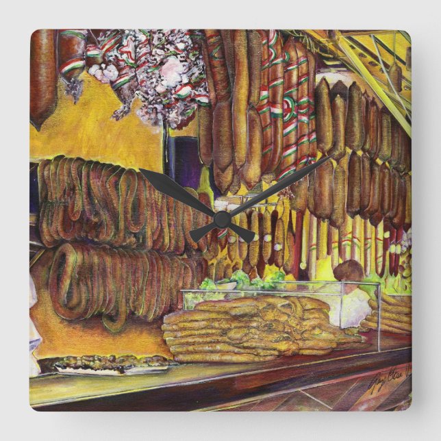 Schweinefleisch, Budapest Quadratische Wanduhr (Vorderseite)