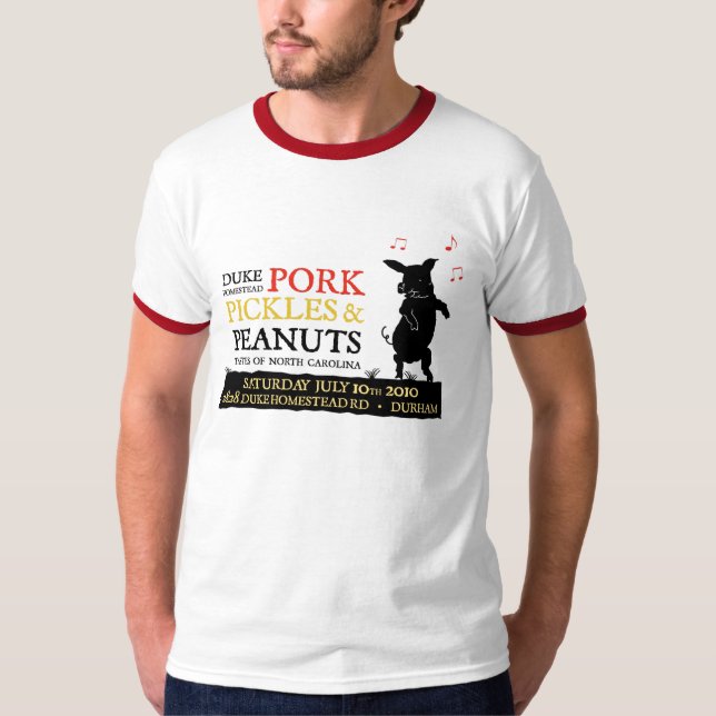 Schweinefleisch, Essiggurken u. Erdnuss-Festival T-Shirt (Vorderseite)