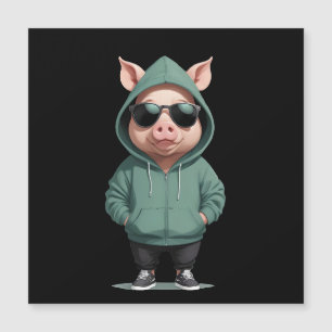 Schweinefleisch Hoodie Funny Cooler Tiercharakter  Magnetkarte