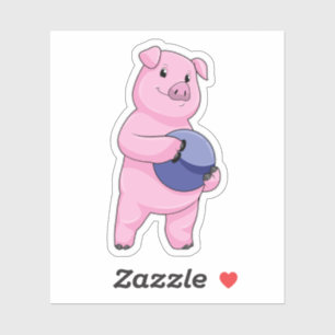 Schweinefleisch im Bowling mit Bowlingball Aufkleber