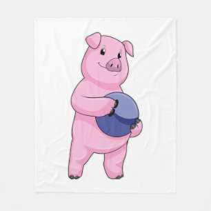 Schweinefleisch im Bowling mit Bowlingball Fleecedecke