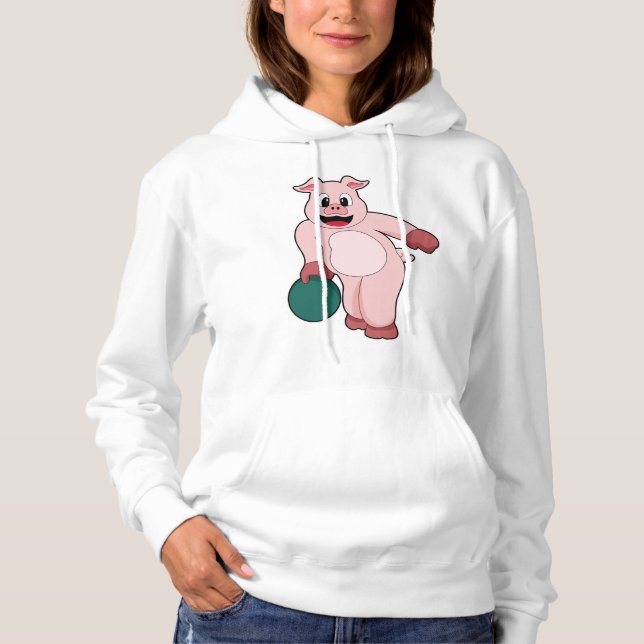 Schweinefleisch im Bowling mit Bowlingball Hoodie (Vorderseite)