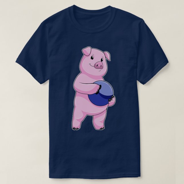 Schweinefleisch im Bowling mit Bowlingball T-Shirt (Design vorne)