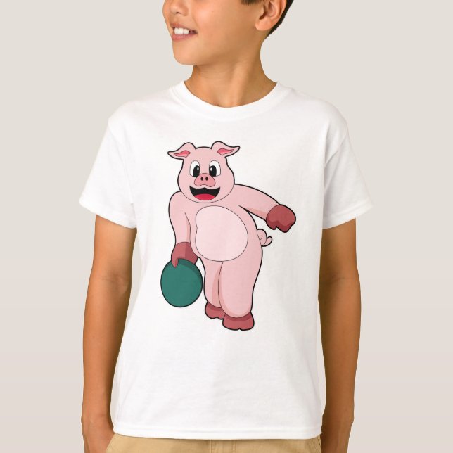 Schweinefleisch im Bowling mit Bowlingball T-Shirt (Vorderseite)