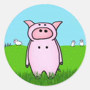 Schweinefleisch im Feld Runder Aufkleber