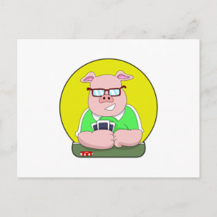 Schweinefleisch im Poker mit Karten