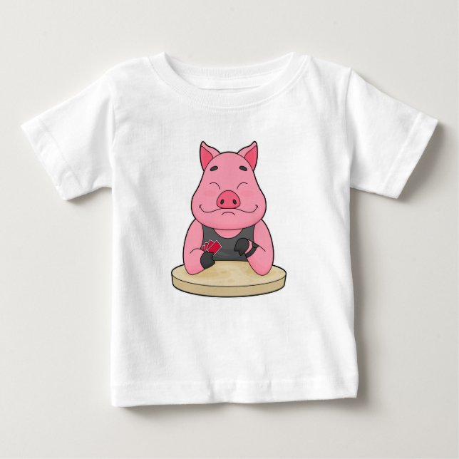 Schweinefleisch im Poker mit Poker-Karten Baby T-shirt (Vorderseite)