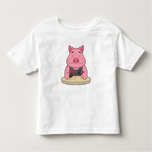 Schweinefleisch im Poker mit Poker-Karten Kleinkind T-shirt