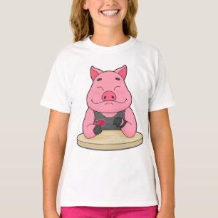 Schweinefleisch im Poker mit Poker-Karten T-Shirt