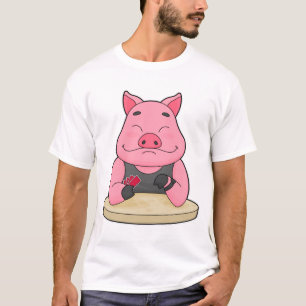 Schweinefleisch im Poker mit Poker-Karten T-Shirt