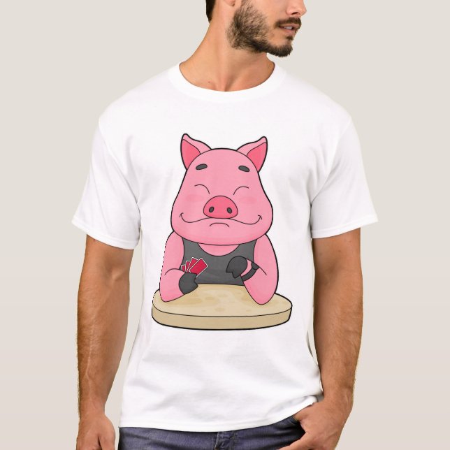 Schweinefleisch im Poker mit Poker-Karten T-Shirt (Vorderseite)