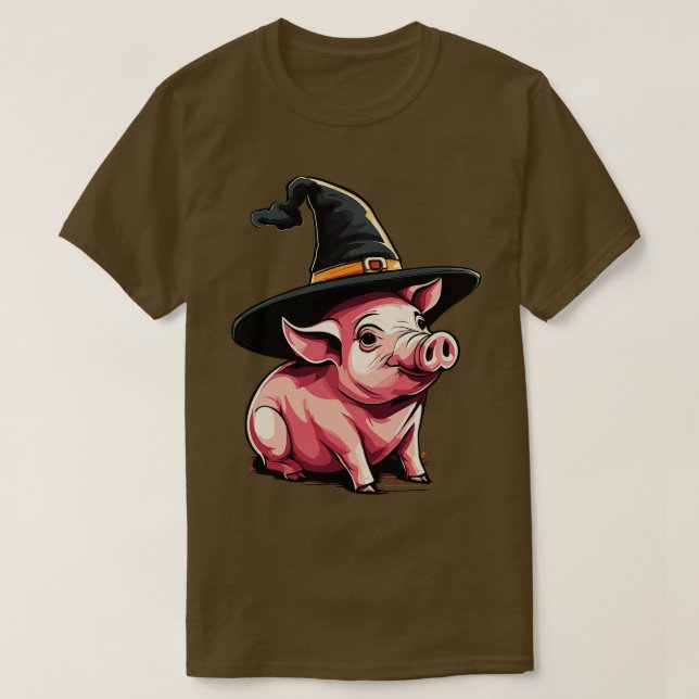Schweinefleisch in einem Hexenhut, halloween piggy T-Shirt (Design vorne)