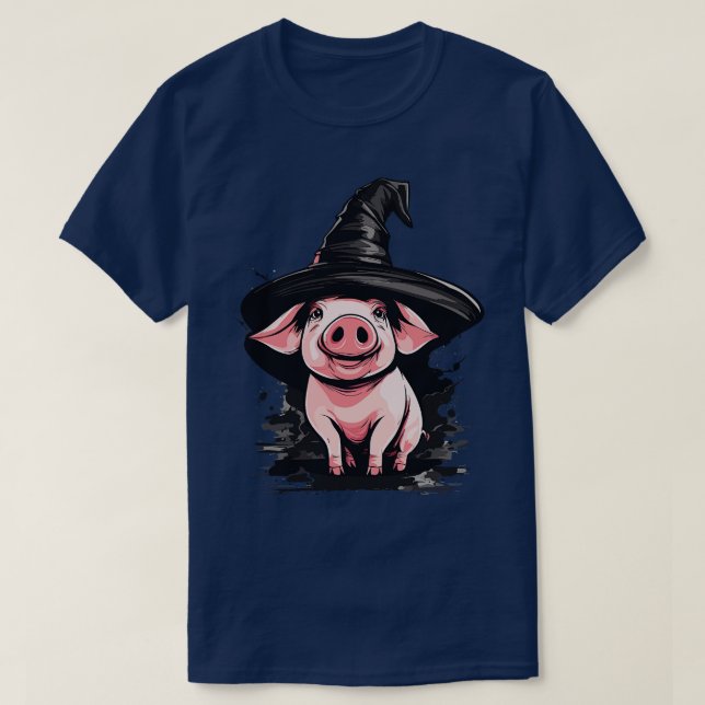 Schweinefleisch in einem Hexenhut T-Shirt (Design vorne)