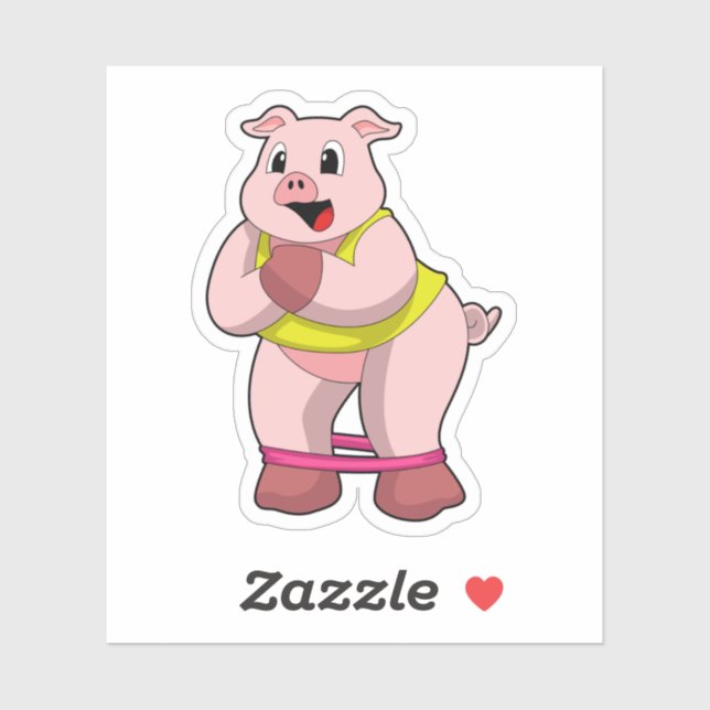 Schweinefleisch in Fitness mit Gummiband Aufkleber (Blatt)