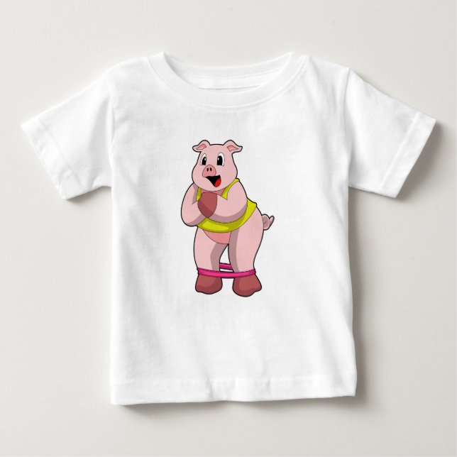 Schweinefleisch in Fitness mit Gummiband Baby T-shirt (Vorderseite)