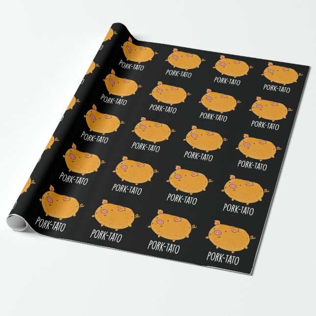 Schweinefleisch-Kartoffel Funny Potato Pun Dark BG Geschenkpapier (Ungerollt)