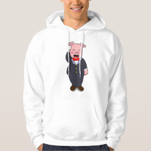 Schweinefleisch mit Anzug und Krawatte Hoodie