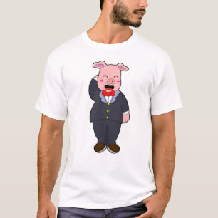 Schweinefleisch mit Anzug und Krawatte T-Shirt