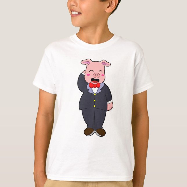 Schweinefleisch mit Anzug und Krawatte T-Shirt (Vorderseite)