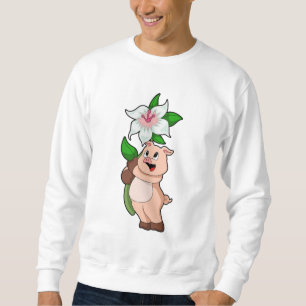 Schweinefleisch mit Blume Lilie Sweatshirt