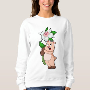Schweinefleisch mit Blume Lilie Sweatshirt
