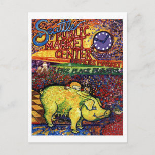 Schweinefleisch mit Blume Postkarte