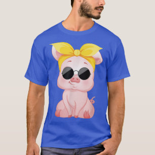 Schweinefleisch mit Funny Yellow Headband Blume Ni T-Shirt