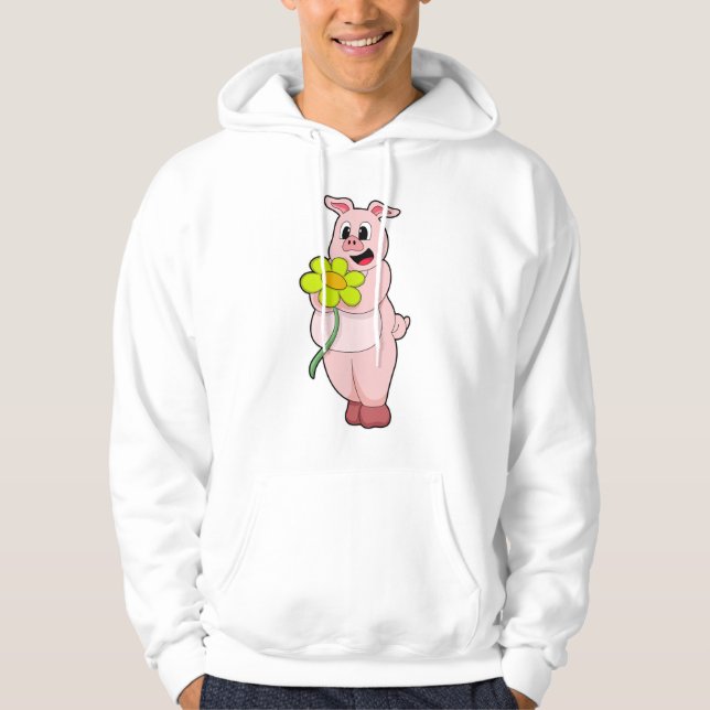 Schweinefleisch mit gelber Blume Hoodie (Vorderseite)